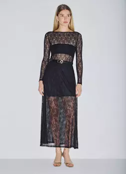 Кружевная юбка миди, Черный