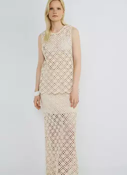 Кружевной топ кроше, Бежевый