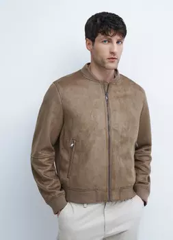 Бомбер из искусственной замши, Бежевый