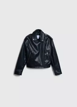 Куртка из искусственной кожи для девочек, Черный