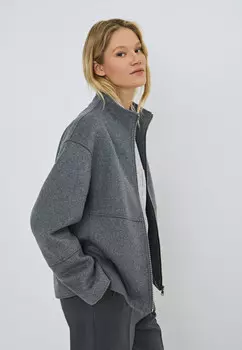 Куртка из пальтовой ткани с шерстью, Серый