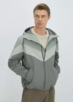 Куртка колорблок с капюшоном, Зеленый