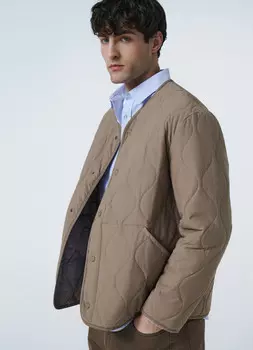 Куртка на кнопках с накладными карманами, Бежевый