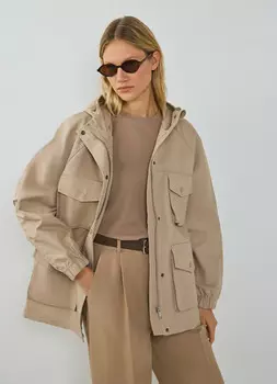Куртка оверсайз на кулиске, Бежевый