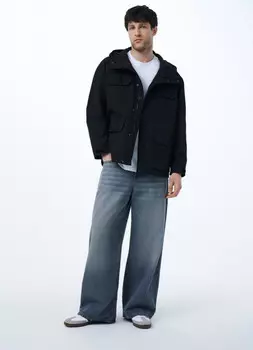 Куртка-парка с накладными карманами, Черный