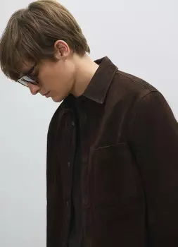 Куртка-рубашка из натуральной замши, Коричневый