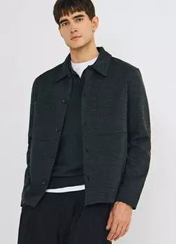 Куртка-рубашка из структурного трикотажа, Серый