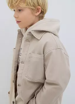 Куртка-рубашка из твила для мальчиков, Бежевый