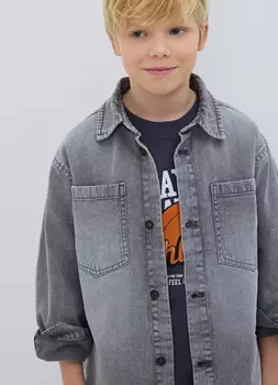 Куртка-рубашка из твила для мальчиков, Серый
