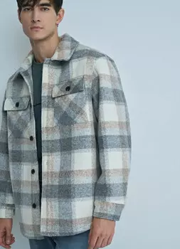 Куртка-рубашка в клетку, Серый