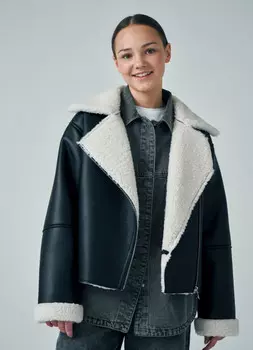 Куртка с искусственным мехом, Черный