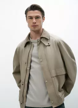 Куртка с вельветовым воротником, Бежевый