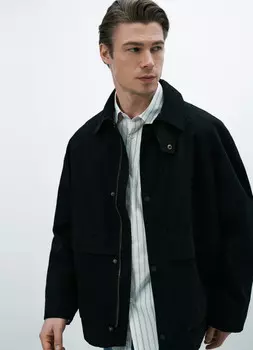 Куртка с вельветовым воротником, Черный