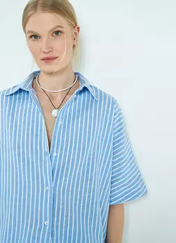Льняная рубашка, Голубой