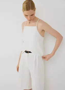 Льняной топ на бретелях, Белый