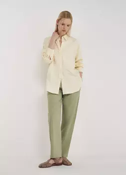 Льняные брюки Baggy, Зеленый