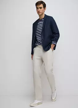 Льняные брюки, Бежевый