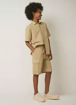 Льняные шорты для мальчиков, Бежевый