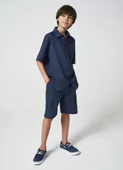 Льняные шорты для мальчиков, Синий