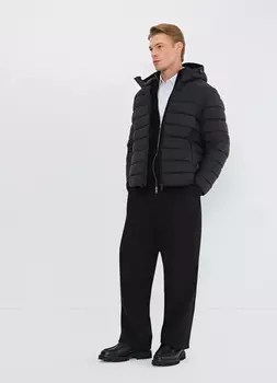 Лёгкая утеплённая куртка с капюшоном, Черный