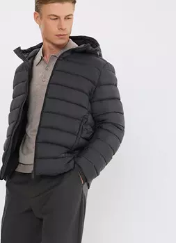Лёгкая утеплённая куртка с капюшоном, Серый