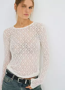 Лонгслив из кружева, Белый