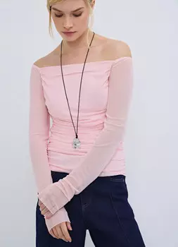 Лонгслив из сетки, Розовый