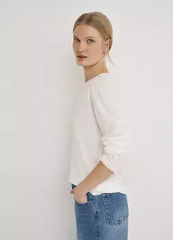 Лонгслив из структурной ткани, Белый