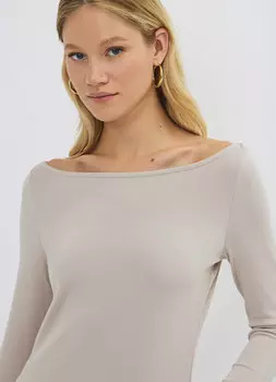 Лонгслив из вискозы, Бежевый