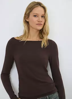 Лонгслив из вискозы, Коричневый