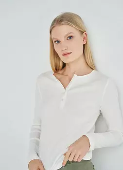 Лонгслив на пуговицах, Белый