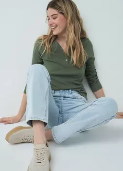 Лонгслив на пуговицах, Зеленый