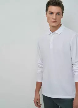 Лонгслив-поло, Белый