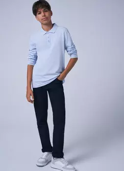 Лонгслив-поло для мальчиков, Голубой