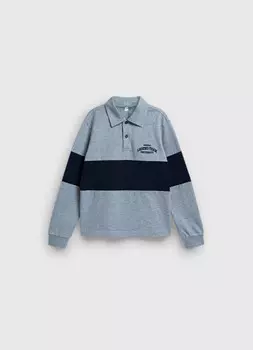 Лонгслив-поло для мальчиков, Серый