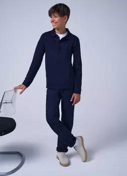 Лонгслив-поло для мальчиков, Синий