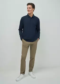 Лонгслив-поло, Синий