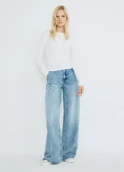 Лонгслив с эффектом стирки, Белый