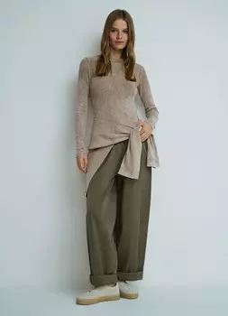 Лонгслив с эффектом стирки, Бежевый