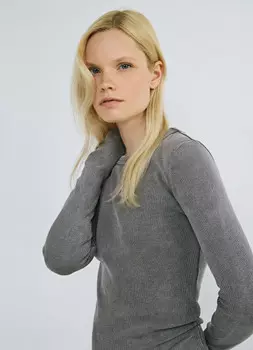 Лонгслив с эффектом стирки, Серый