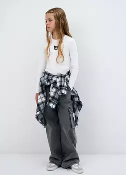 Лонгслив с аппликацией для девочек, Белый