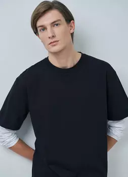Лонгслив с двойным рукавом, Черный
