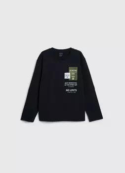 Лонгслив с двойным рукавом для мальчиков, Черный