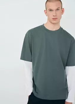 Лонгслив с двойным рукавом, Зеленый