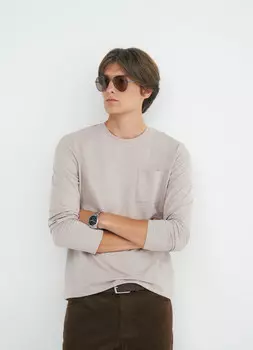 Лонгслив с карманом, Бежевый