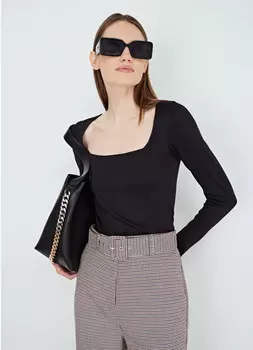 Лонгслив с квадратным вырезом, Черный