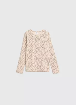 Лонгслив с леопардовым принтом для девочек, Бежевый