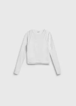 Лонгслив с майкой для девочек, Белый
