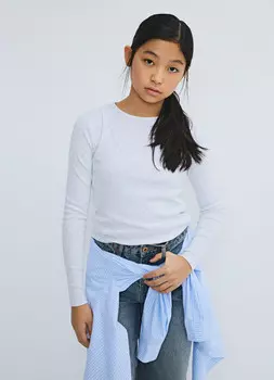 Лонгслив с майкой для девочек, Белый