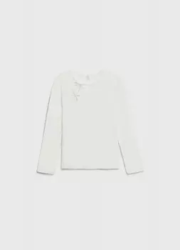 Лонгслив с мини-бантами для девочек, Белый